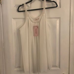 NWT white tank with beaded straps!